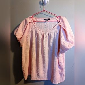 Eyelet Embroidery Puff Sleeve Tee